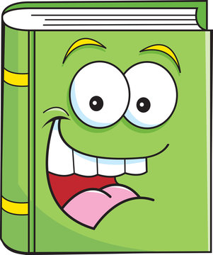 recommend clip art: Cartoon illustration of a smiling book.