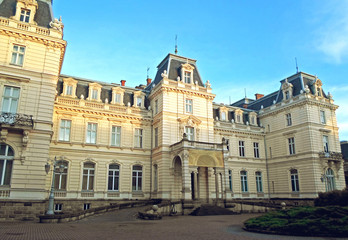 Fototapeta na wymiar The Potocki Palace in Lviv, Ukraine - May 2016