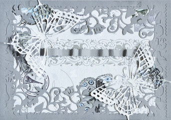 Decorative paper gray cards with butterfly