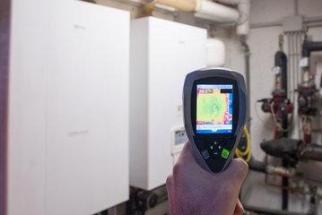 MILAN, February 22: Analysis of losses of a heating system with infrared thermal camera, on...