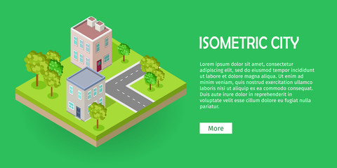 City Street Fragment Isometric Projection Vector