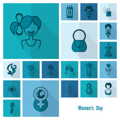 Womans Day Icon Set