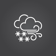 Blizzard line icon, outline vector logo, linear white sign isolated, forecast weather symbol