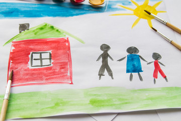 home and family drawing