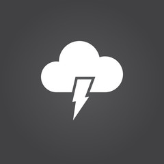 Lightning icon vector, solid logo, white pictogram isolated, forecast weather symbol