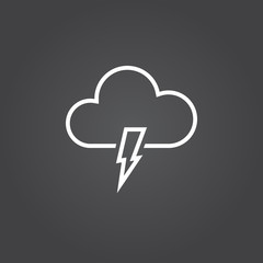 Lightning line icon, outline vector logo, linear white sign isolated, forecast weather symbol