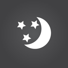 moon and stars icon vector, solid logo, white pictogram isolated, forecast weather symbol