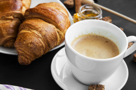 Coffee Cup With Croissants Breakfast Meal