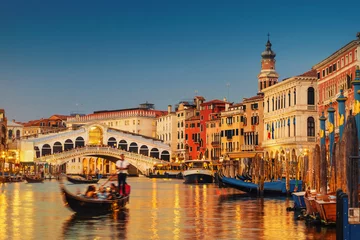 Foto auf Glas Canal Grande und Rialtobrücke, Venedig © QQ7