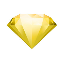 yellow gemstone symbol. Diamond illustration in a flat style. faceted gem on no background