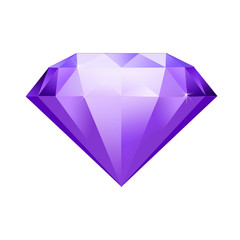 purple gemstone symbol. Diamond illustration in a flat style. faceted gem on no background