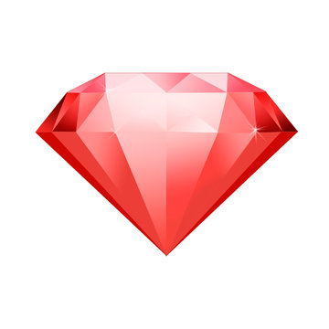 red gemstone symbol. Diamond illustration in a flat style. faceted gem on no background
