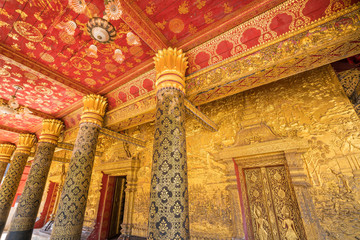 Details shot of Laos's art at Wat Mai in Luang Pra bang