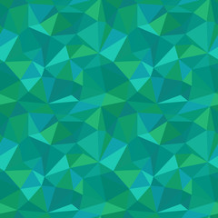 Abstract polygonal seamless pattern. Vector illustration of crystal surface in low poly style for background. Picture made of triangles in emerald green colors. Gemstone surface.