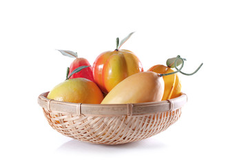 Fruits set close up on white background..