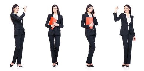 Obraz premium Set of beautiful, attractive businesswoman isolated on white. Business, career success concept.
