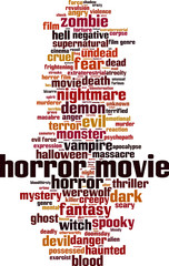 Naklejka premium Horror movie word cloud