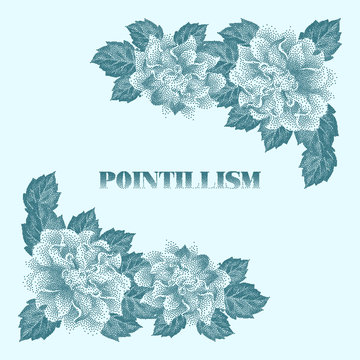 Pointillism floral composition