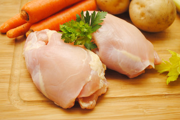Raw Boneless Chicken with Fresh Ingredients