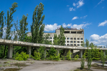 Chernobyl area, lost city Pripyat, modern ruins