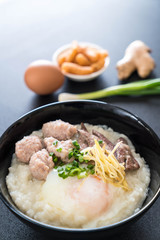 rice porridge with pork and egg