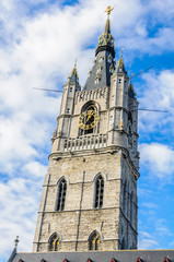 Fototapeta na wymiar The impressive Belfry Tower in Ghent, Belgium