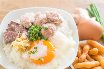 rice porridge with pork and egg