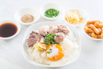 rice porridge with pork and egg