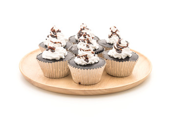 chocolate cup cake with whipped cream