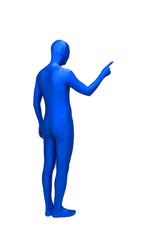 Mysterious blue man in morphsuit