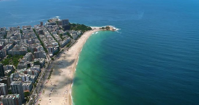 Aerial view of Ipanema Beach and Arpoador peninsula , Rio de Janeiro, Brazil