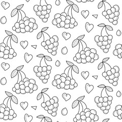 Vector berries seamless pattern with hearts. Berries summer endless background.
