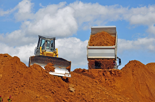Bagger, Erde, Baustelle