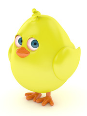 3d render of Easter funny chick over white