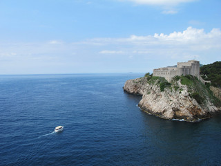 peaceful view of an island in Dubrovnik sea at Croatia