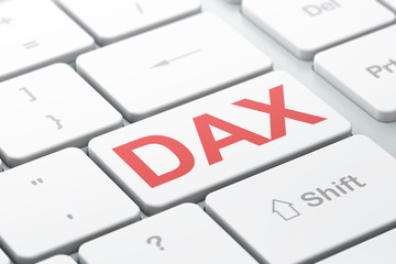 Stock market indexes concept: DAX on computer keyboard background