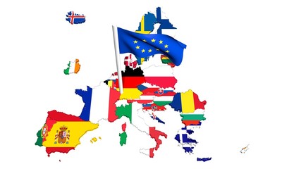 Obraz premium Construction Européenne Europe Drapeaux Brexit