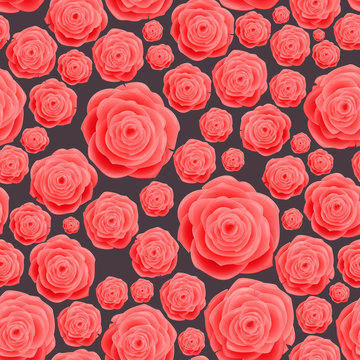 Seamless vintage pink Rose Pattern, raster background.  Floral illustration in vintage style
