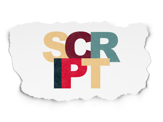 Software concept: Script on Torn Paper background