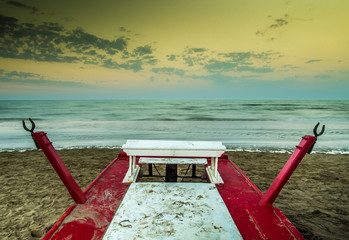 Sand beach rescue boat