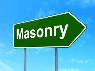 Obraz premium Construction concept: Masonry on road sign background
