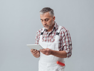 Painter using a digital tablet