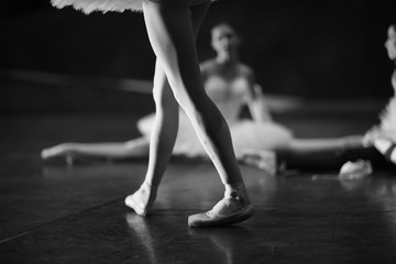 Ballerina during rehearsals on the stage