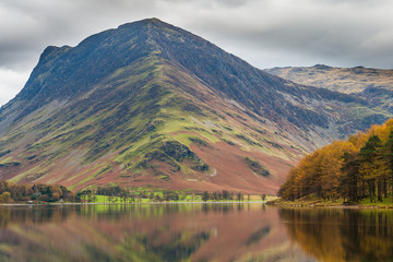 Autumn view on Buttermere Lake, English Lake District National Park, Cumbria, UK