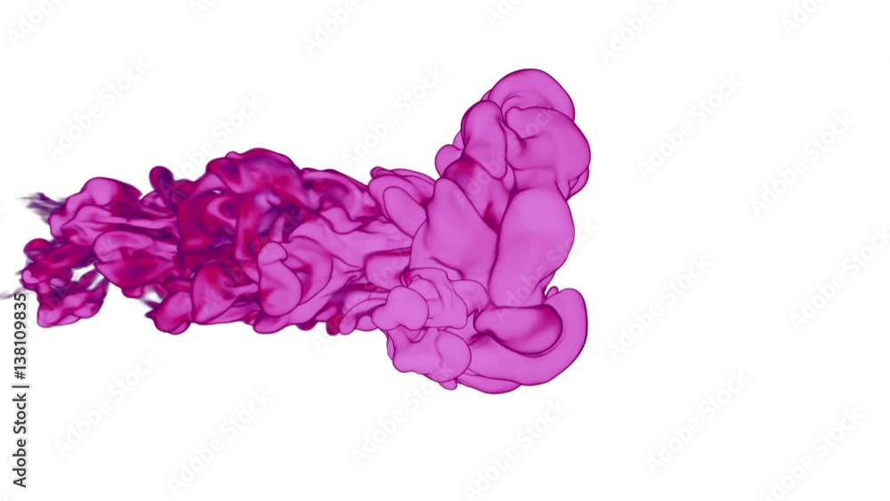 Poster rosy ink with alpha mask in water move in slow motion. vfx cloud of ink or smoke for transitions, ba