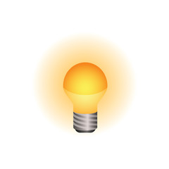 Light bulb icon shining brightly. Colored version. Minimalistic design.