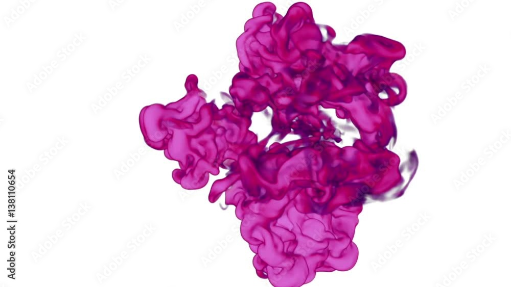 Poster rosy ink with alpha mask in water move in slow motion. vfx cloud of ink or smoke for transitions, ba
