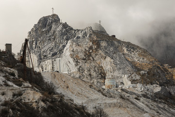 Italien, Toscana, Carrara, Colonnata, Marmor, Steinbruch, Berge, Bergdorf, Kultur, Monument, 