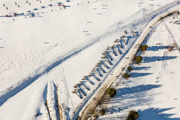 aerial view of the winter time Czarna Gora mountain