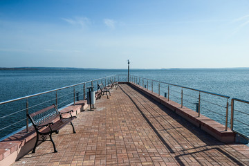 Fototapeta na wymiar Bridge with benches